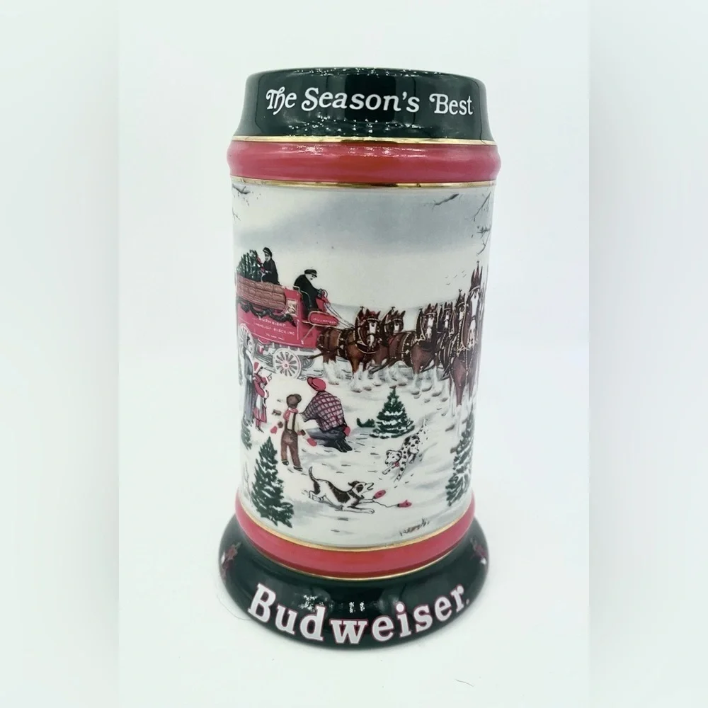 Vintage 1991 Budweiser Holiday Beer Stein The Season’s Best Collector’s Series